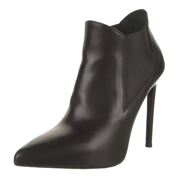 Saint Laurent Calfskin Classic Paris Ela 110 Ankle Boots - Black - 38.5 - Picture 13 of 16